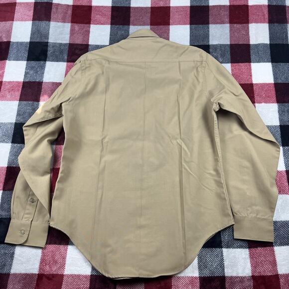 VTG Creighton Shirt Men 16x35 Beige Polyester Wool Blend USMC Marines Movie Prop - Picture 7 of 8